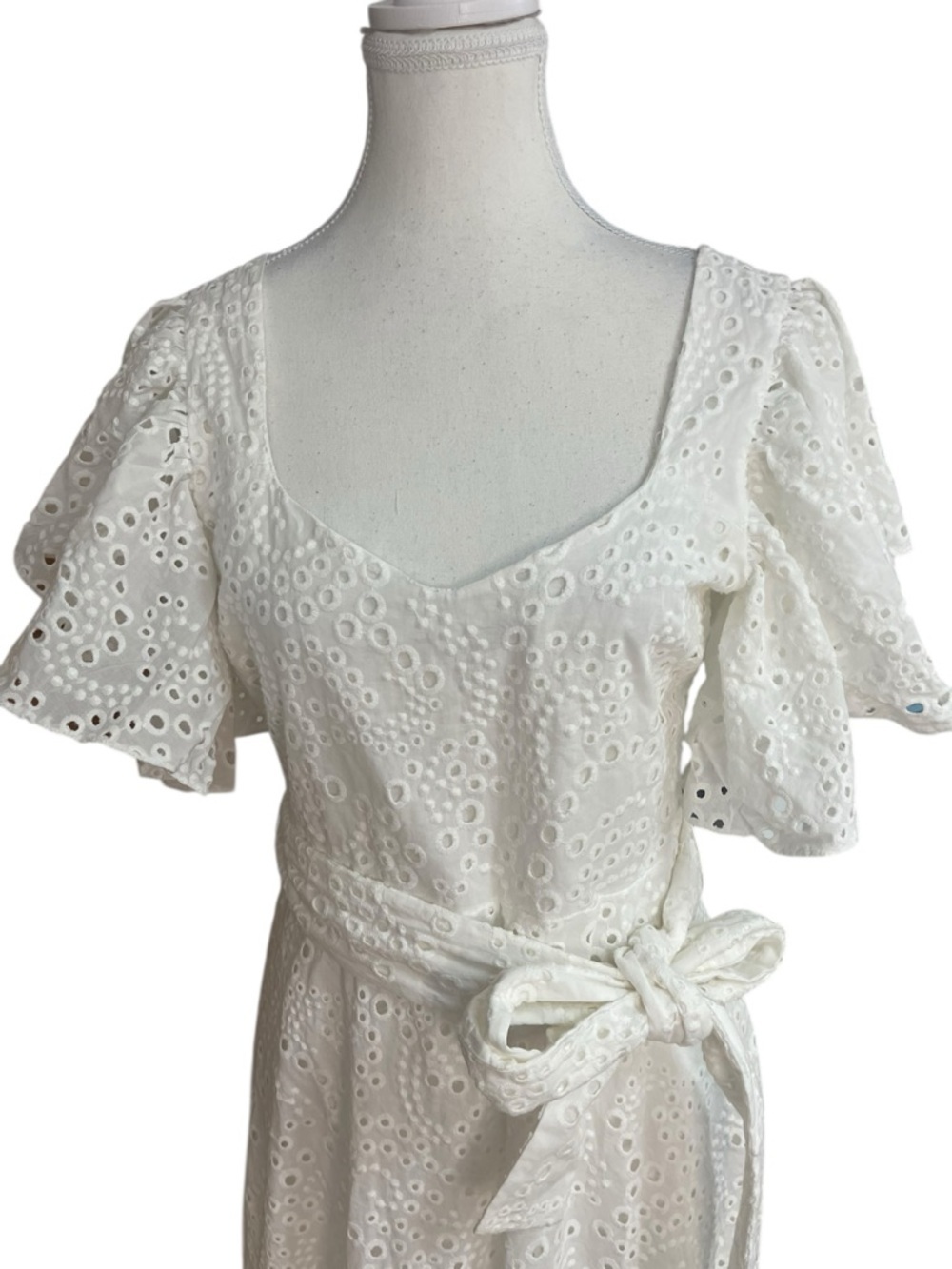 Zara Openwork Embroidered Midi Dress White - Picture 2 of 16